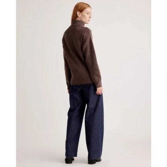 SOLD Quince 100% Organic Cotton Turtleneck Sweater Heather Brown S SOLD OUT NEW - Picture 4 of 14